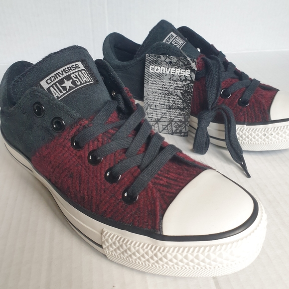 Converse Wm's Madison Low Top Sneakers w/ Black Suede & Chevron Burgundy Sz 7 - Picture 2 of 16